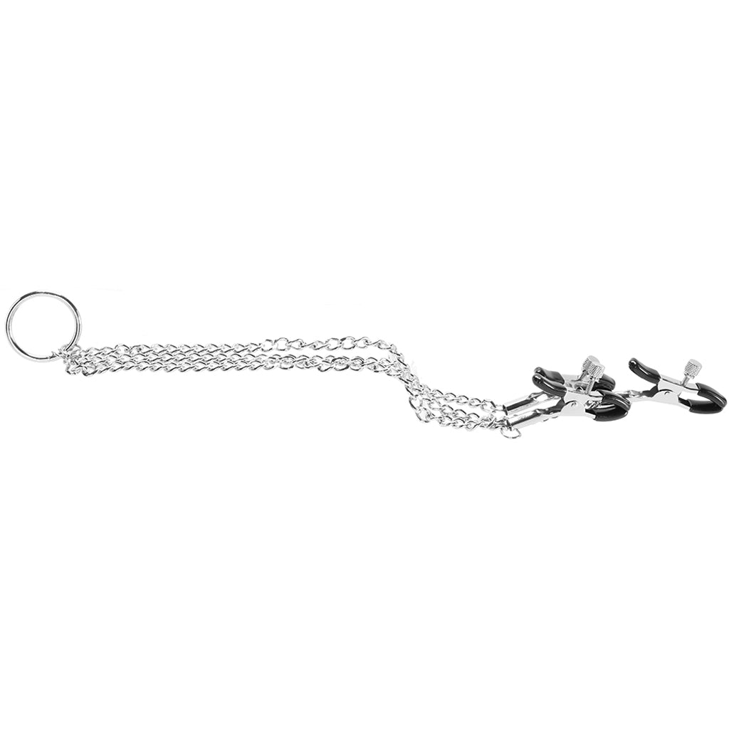 Lux Fetish Adjustable Nipple & Clit Clamps with Versatile Chain – Precision Play