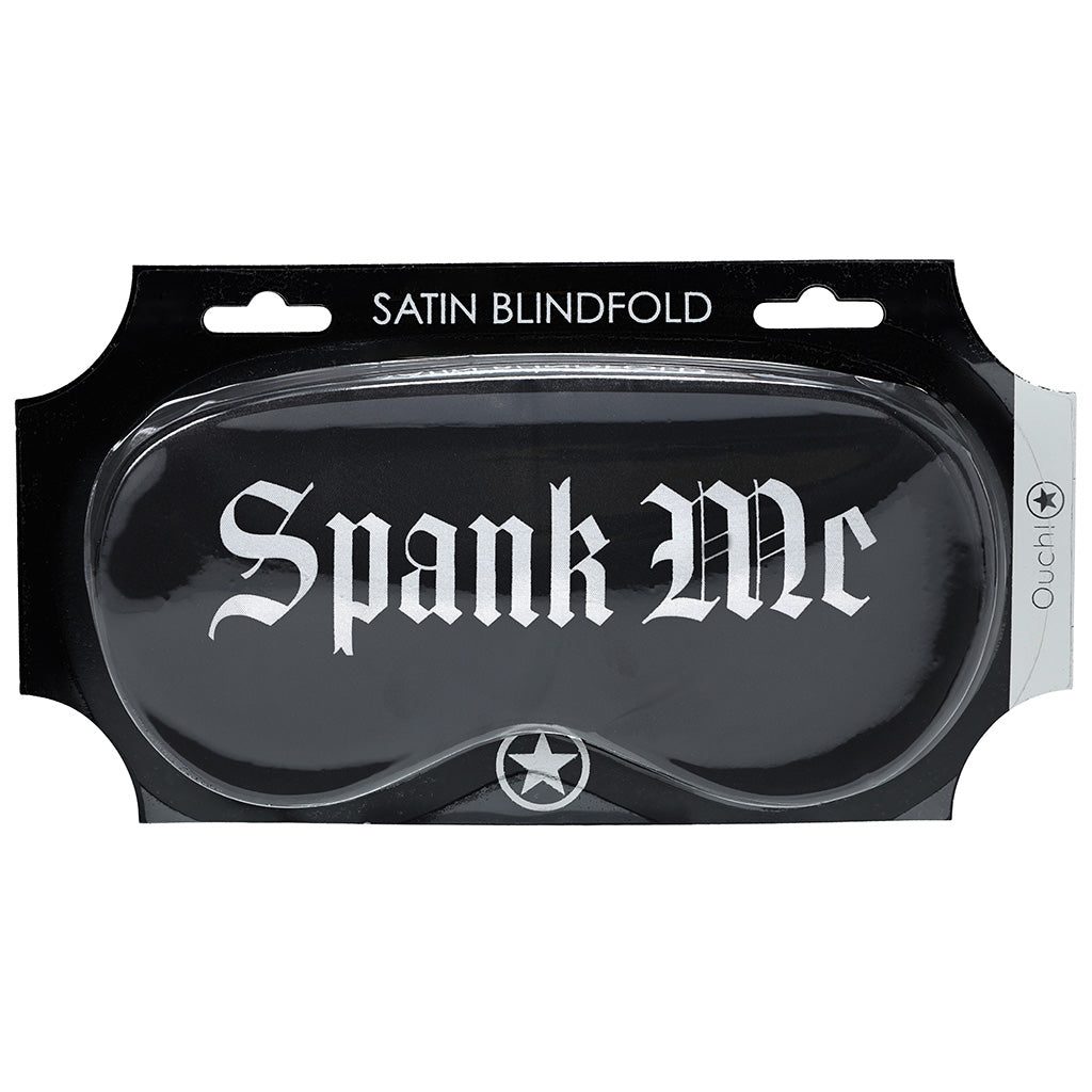 Ouch! Spank Me Printed Satin Blindfold - Luxurious Sensory Deprivation Mask