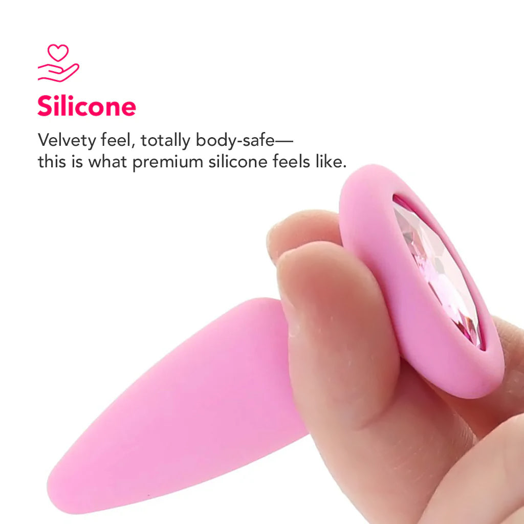 First Time Crystal Booty Anal Plug Set in Pink