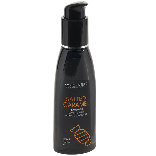 Wicked Aqua Flavored Lube: Salted Caramel | Luxurious Water-Based Pleasure 4oz