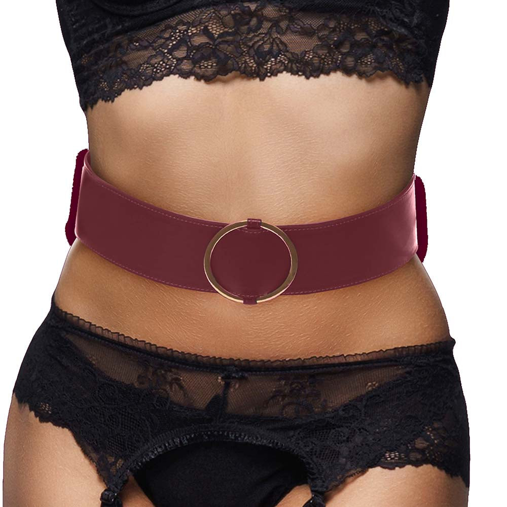 Ouch! Halo Burgundy Waist Bondage Belt | Luxurious Faux Leather Play & Fashion Statement | L/XL