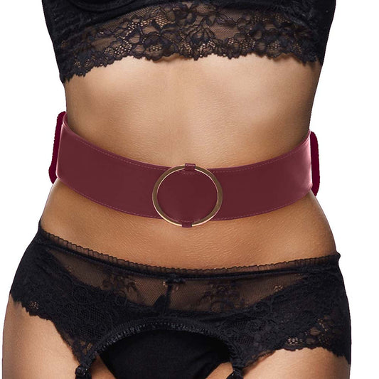 Ouch! Halo Burgundy Waist Bondage Belt | Luxurious Faux Leather Play & Fashion Statement | L/XL