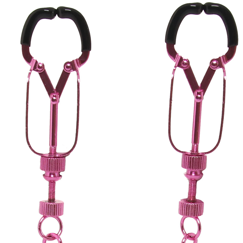 Ouch! Helix Pink Nipple Clamps: Adjustable Steel & Rubber Teasers for Exquisite Sensation