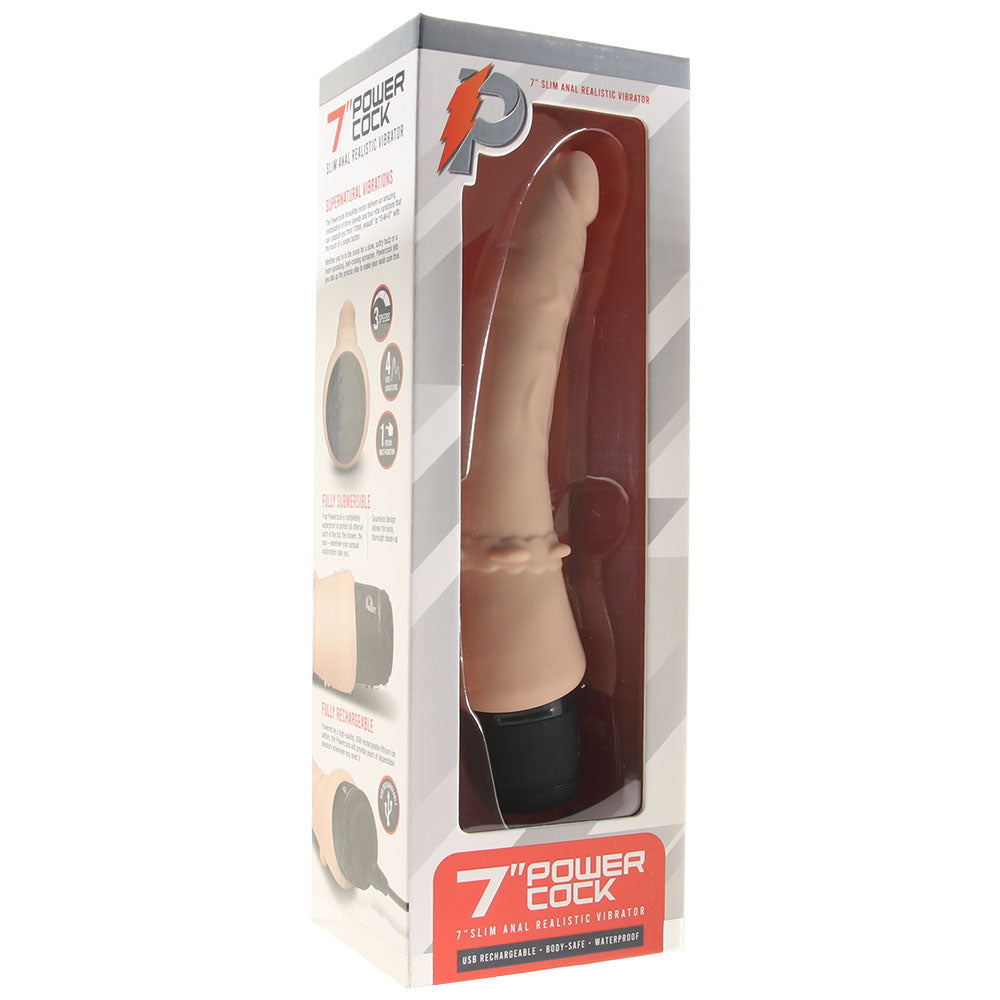 Power Cocks Power Cock 7 Inch Slim Realistic Vibe in Light - Vibrators - HoneyHugs Canada (View 6)