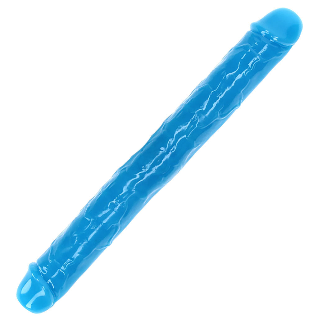 RealRock Glow In The Dark 15 Inch Double Dildo in Blue