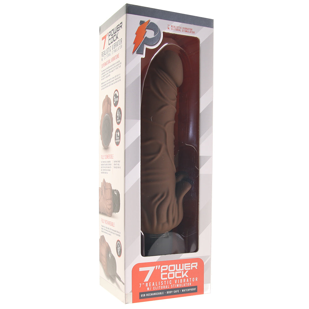 Power Cocks PowerCock 7 Inch Vibe with Clitoral Stimulator in Brown - Vibrators - HoneyHugs Canada (View 6)