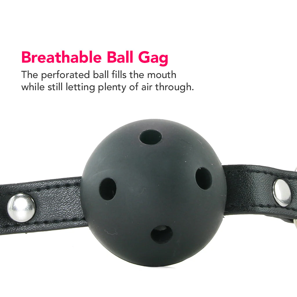 Ouch! Black Ball Gag: Exquisite Faux Leather Oral Restraint for Intense Play