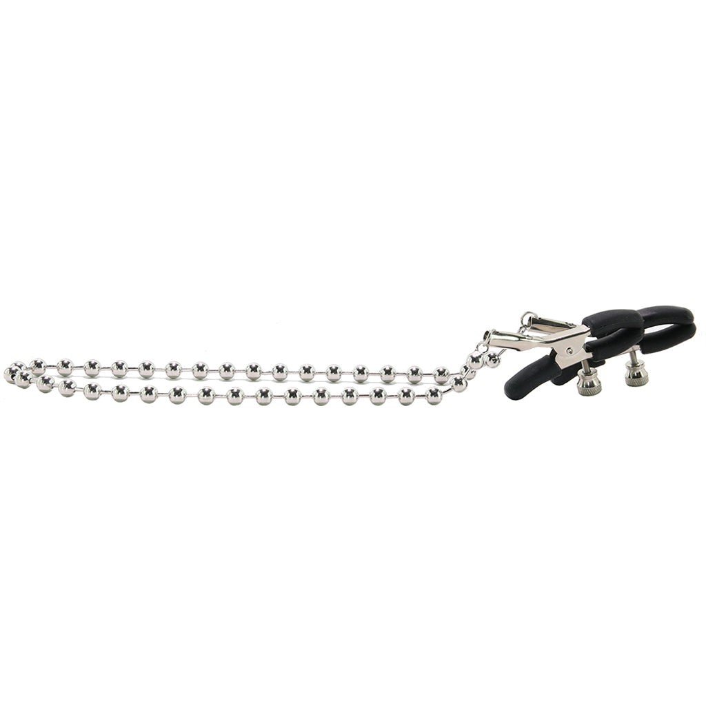 CalExotics Silver Beaded Nipple Clamps - Adjustable Luxury Nipple Play