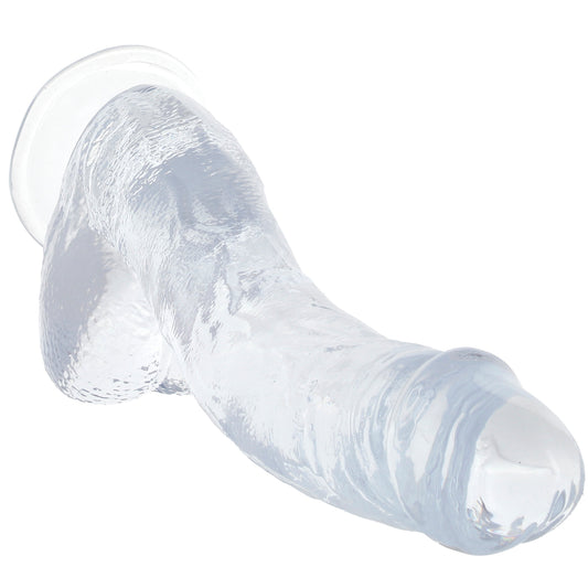 Crystal Jellies 7 Inch Curved Ballsy Dildo in Clear