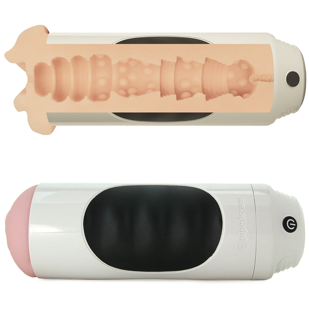 Mega Grip Squeezable Vibrating Pussy Stroker in White