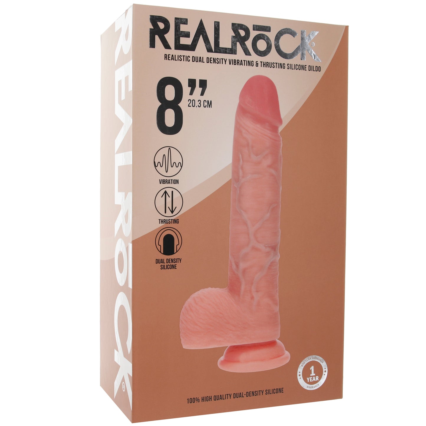 RealRock 8 Inch Dual Density Ballsy Thrusting Dildo