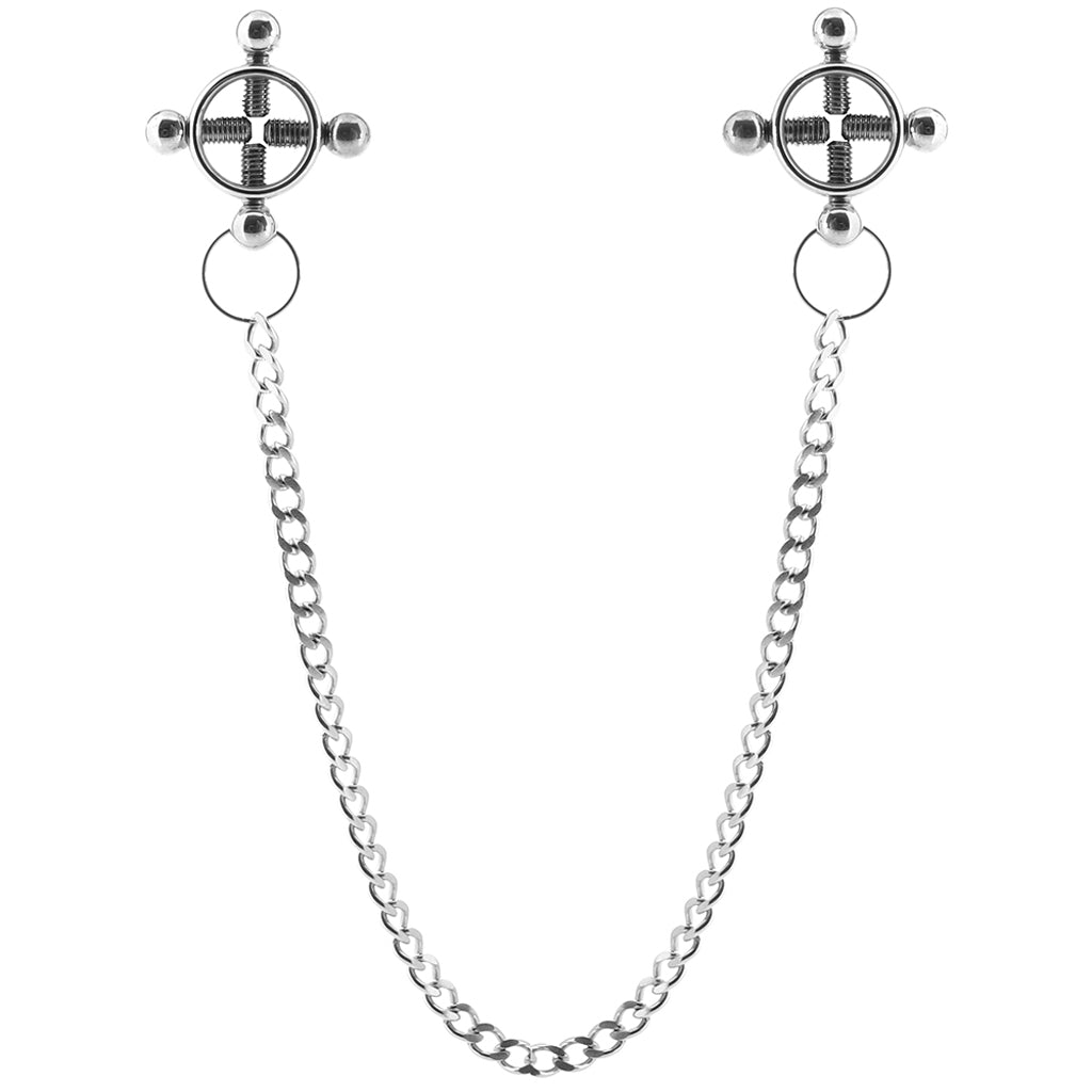 CalExotics Exquisite Nipple Grips 4-Point Press & Chain - Deep Sensations & Temperature Play