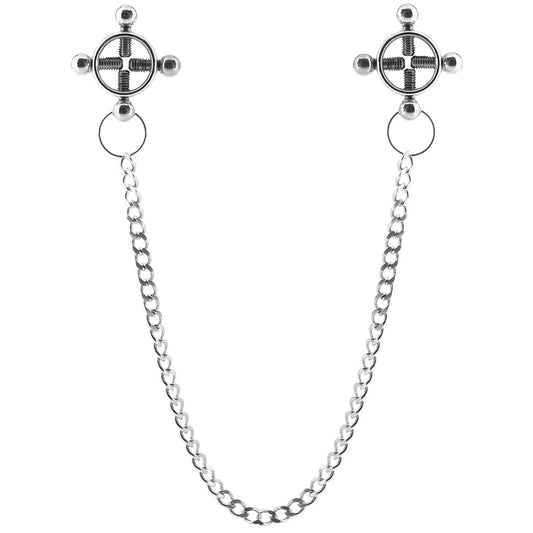 CalExotics Exquisite Nipple Grips 4-Point Press & Chain - Deep Sensations & Temperature Play