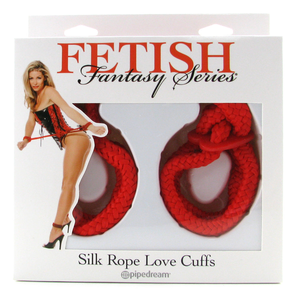 Fetish Fantasy Silk Rope Love Cuffs in Red