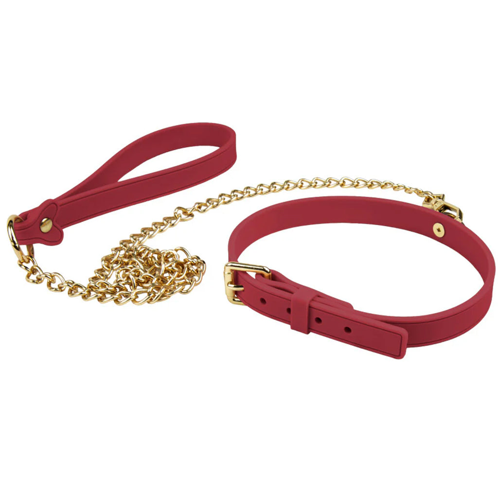 Temptasia Andor Silicone Collar & Leash in Red