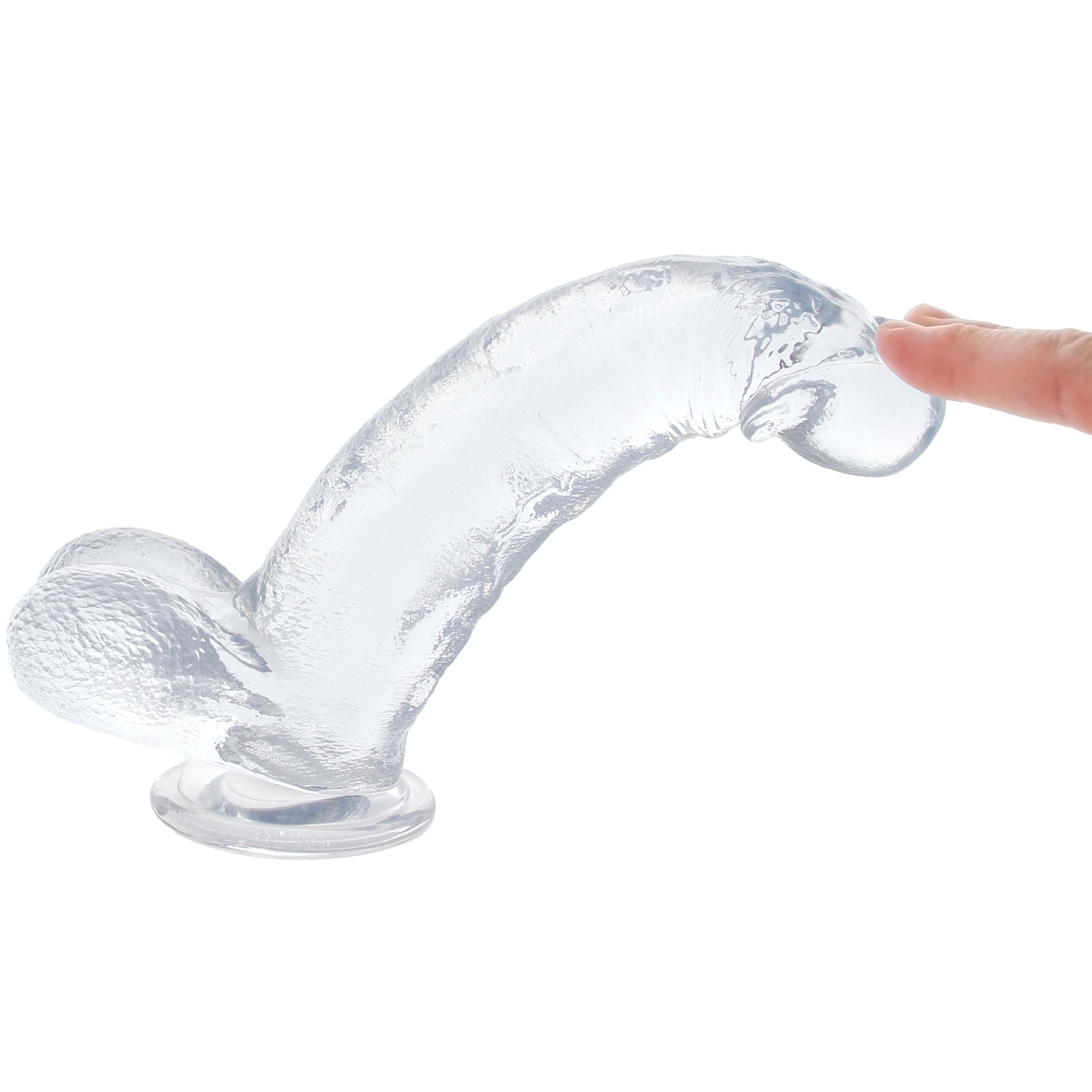 Crystal Jellies 8-Inch Curved Ballsy Dildo | Realistic TPE for Targeted G-Spot & Prostate Pleasure