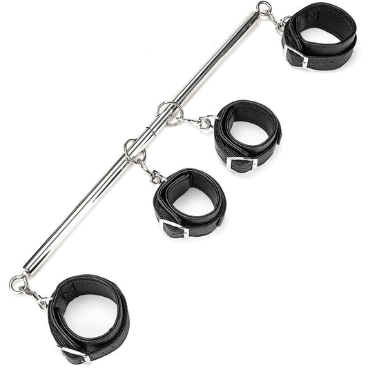 Elevate Your Play: Lux Fetish Stainless Steel Expandable Spreader Bar & 4 Premium Cuffs