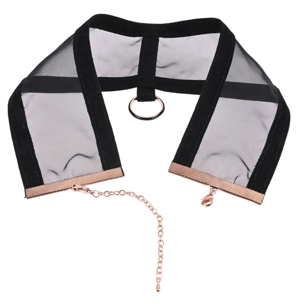 Sex & Mischief Sheer Day Collar | Rose Gold & Jet Black Mesh Statement