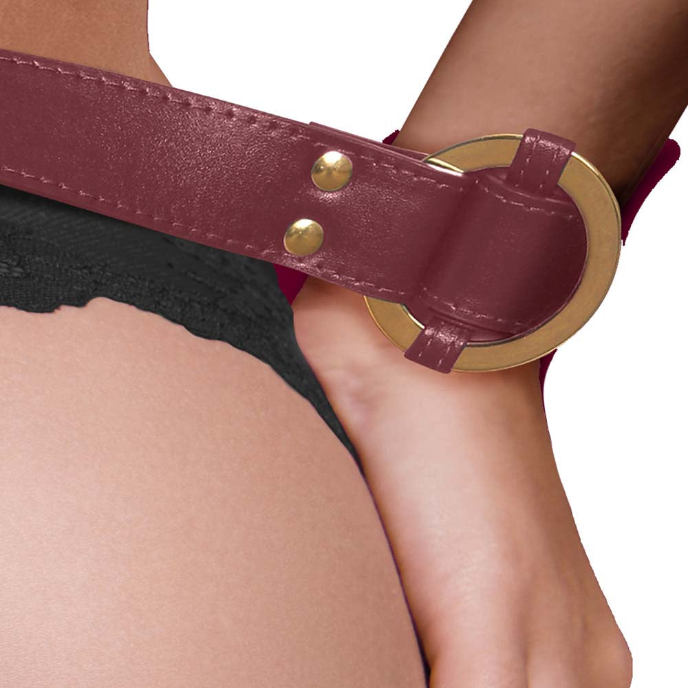 Ouch! Halo Handcuffs with Connector: Luxurious Burgundy Bondage for Exquisite Control