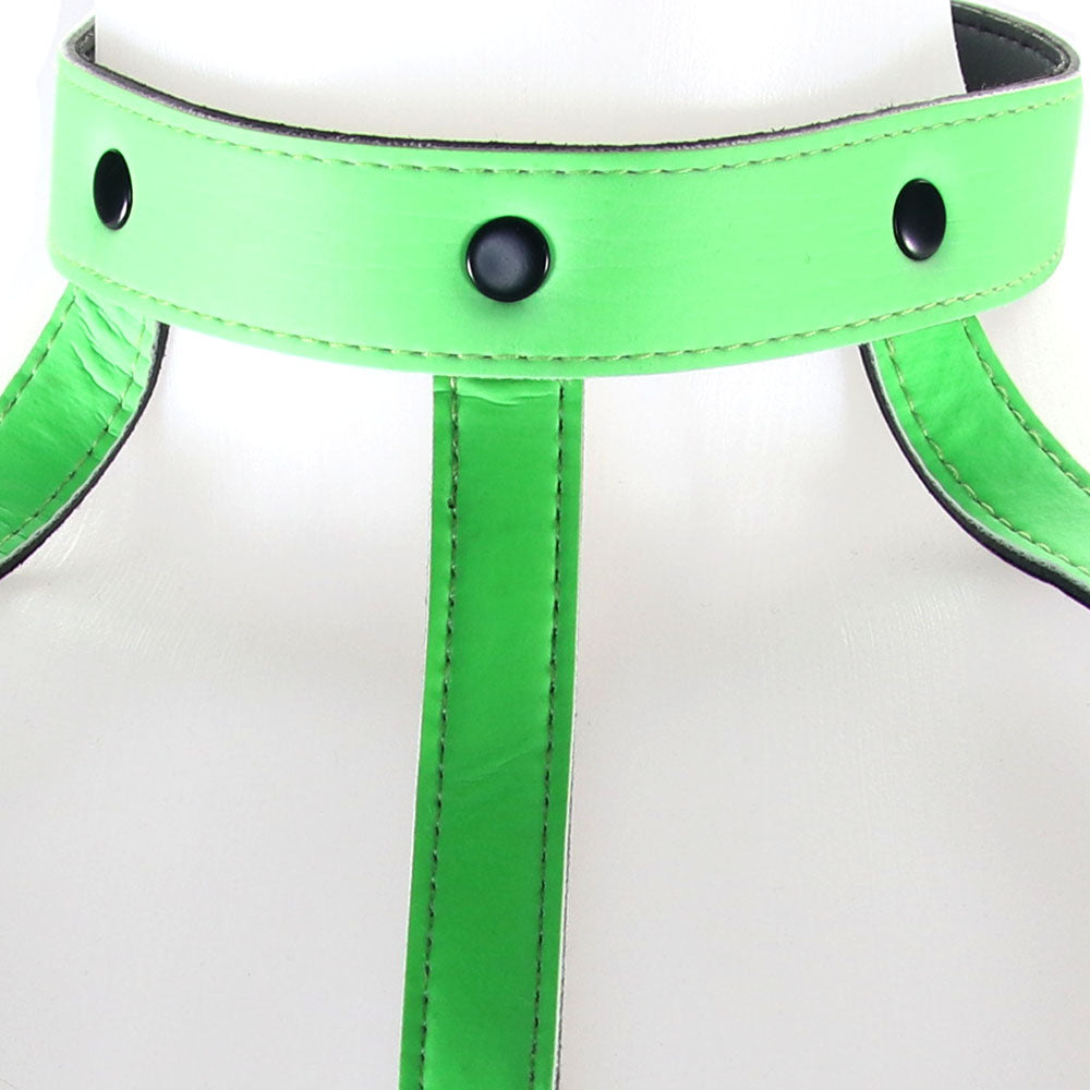 Ouch! Luminous Glow In The Dark Bra Harness | Seductive Vegan Leather Restraint (L-XL)