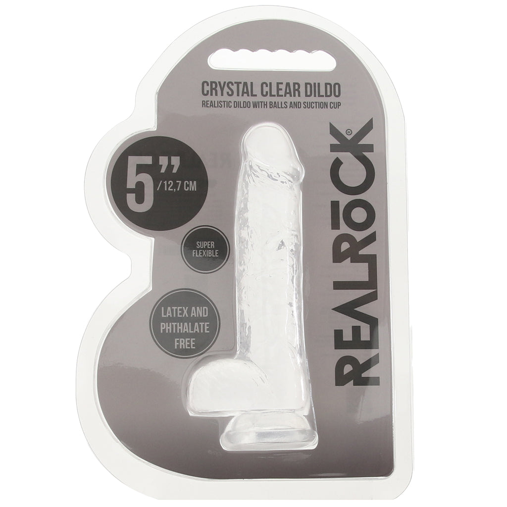 RealRock 5 Inch Realistic Ballsy Dildo in Crystal Clear