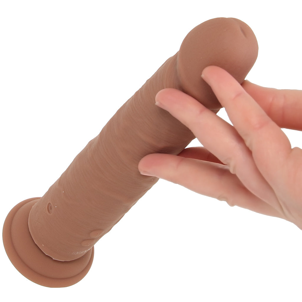 Silicone Studs Vibrating & Thrusting Dildo in Brown