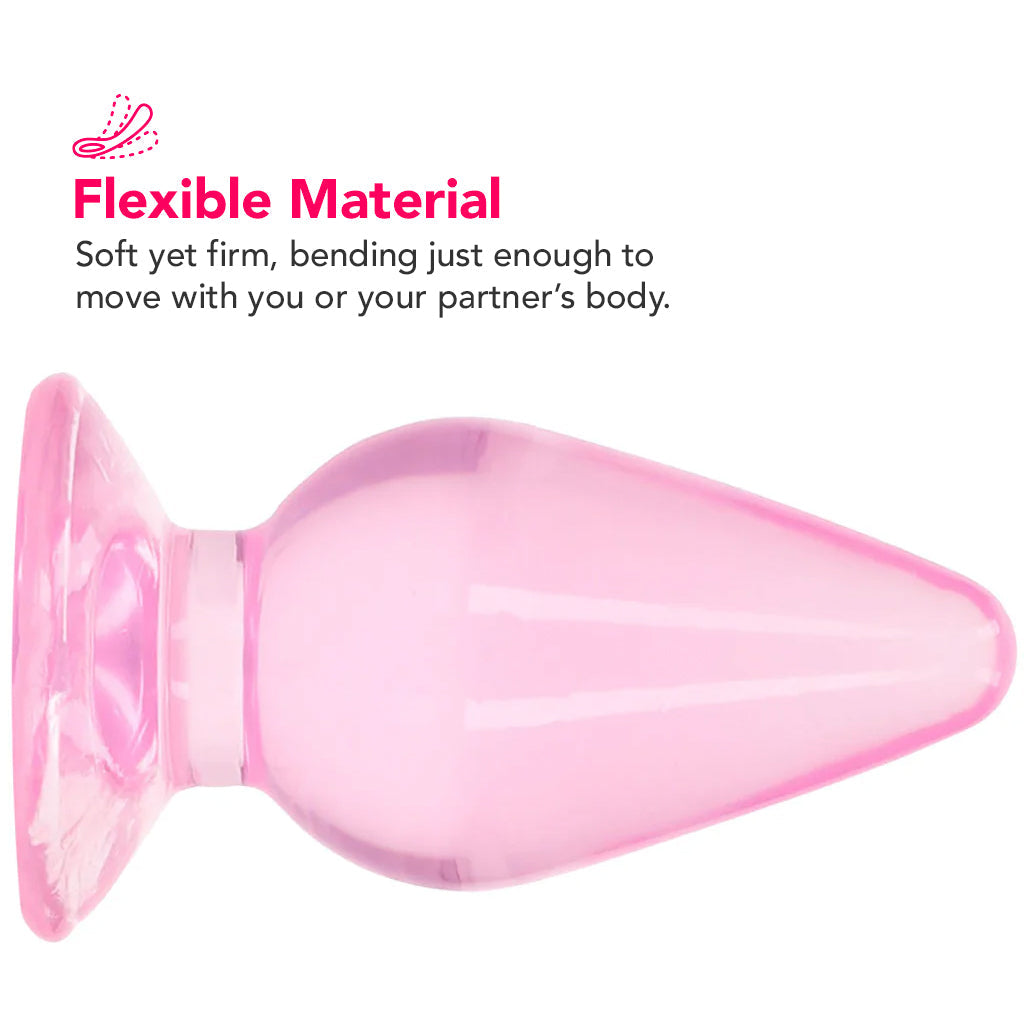 RealRock Crystal Clear Jelly 4.5 Inch Butt Plug in Pink
