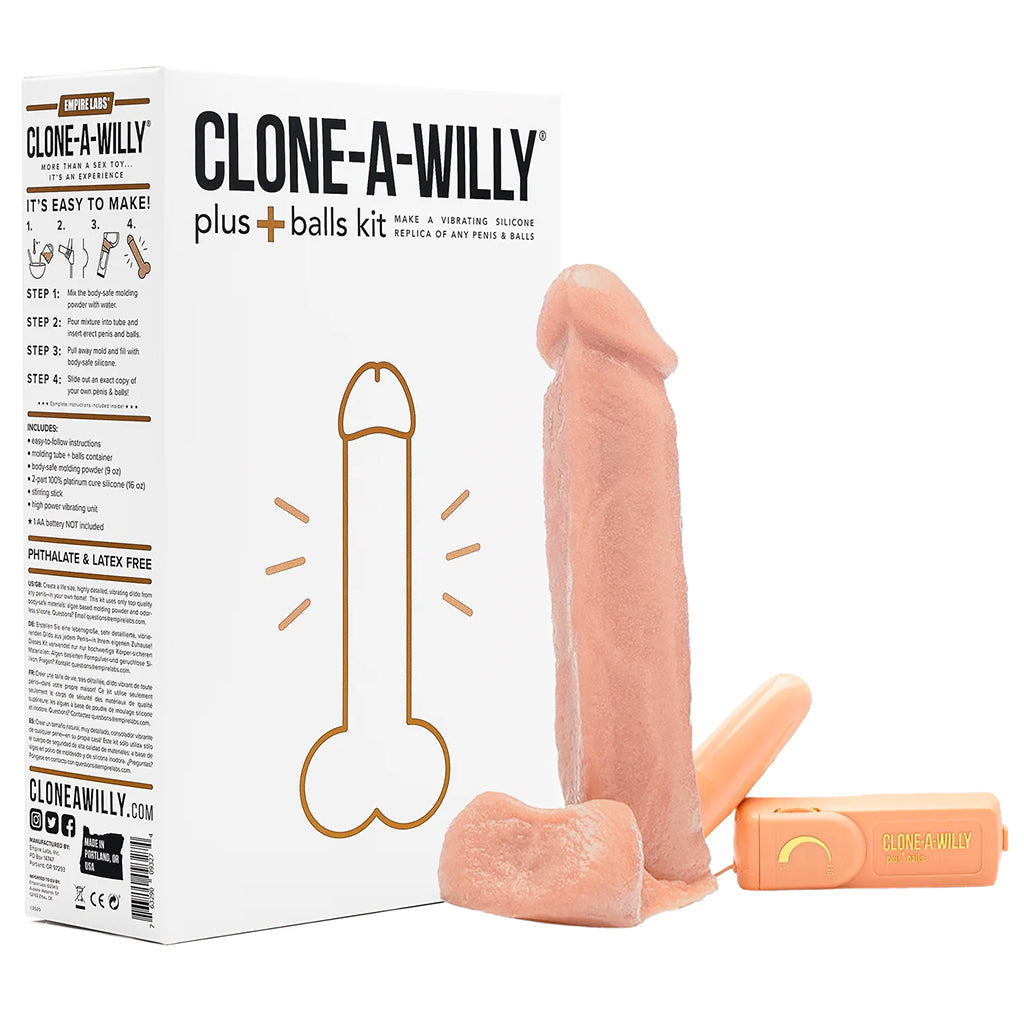 Clone-A-Willy Clone-A-Willy & Balls Vibe Kit in Light Skin Tone - Vibrators - HoneyHugs Canada