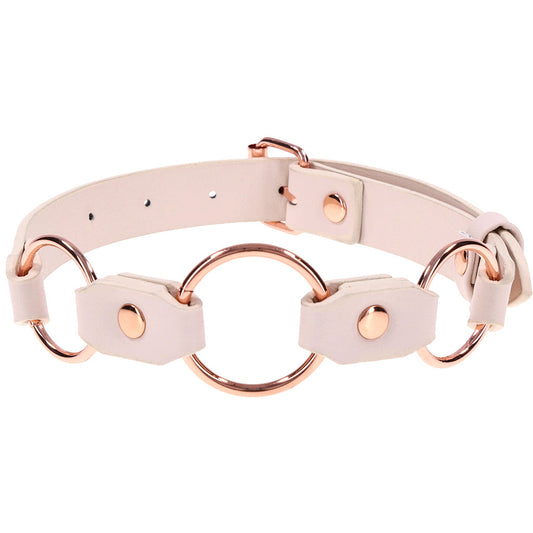 Sex & Mischief Peaches 'n CreaMe Day Collar | Rose Gold Rings, Faux Leather Fetish Fashion