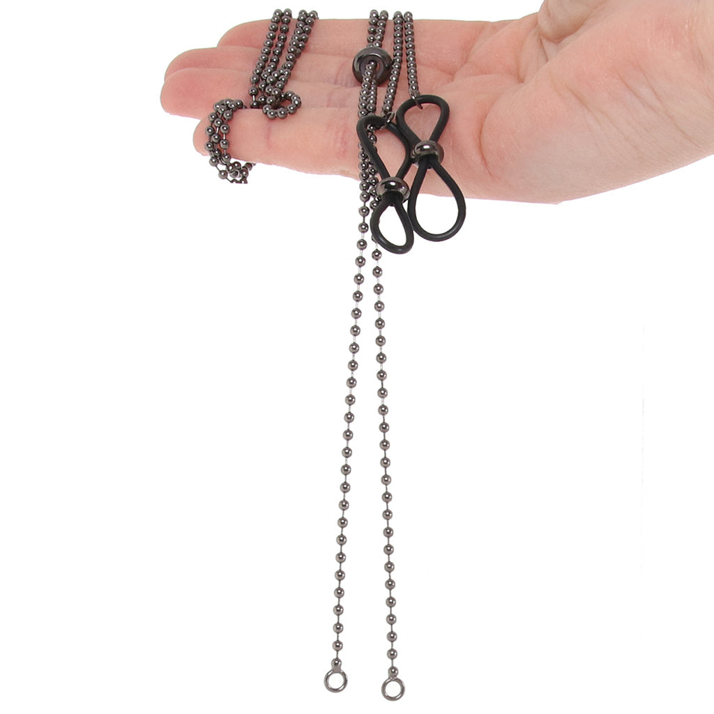 Ex's & Oh's Gunmetal Lariat Body Chain with Seductive Nipple Ties