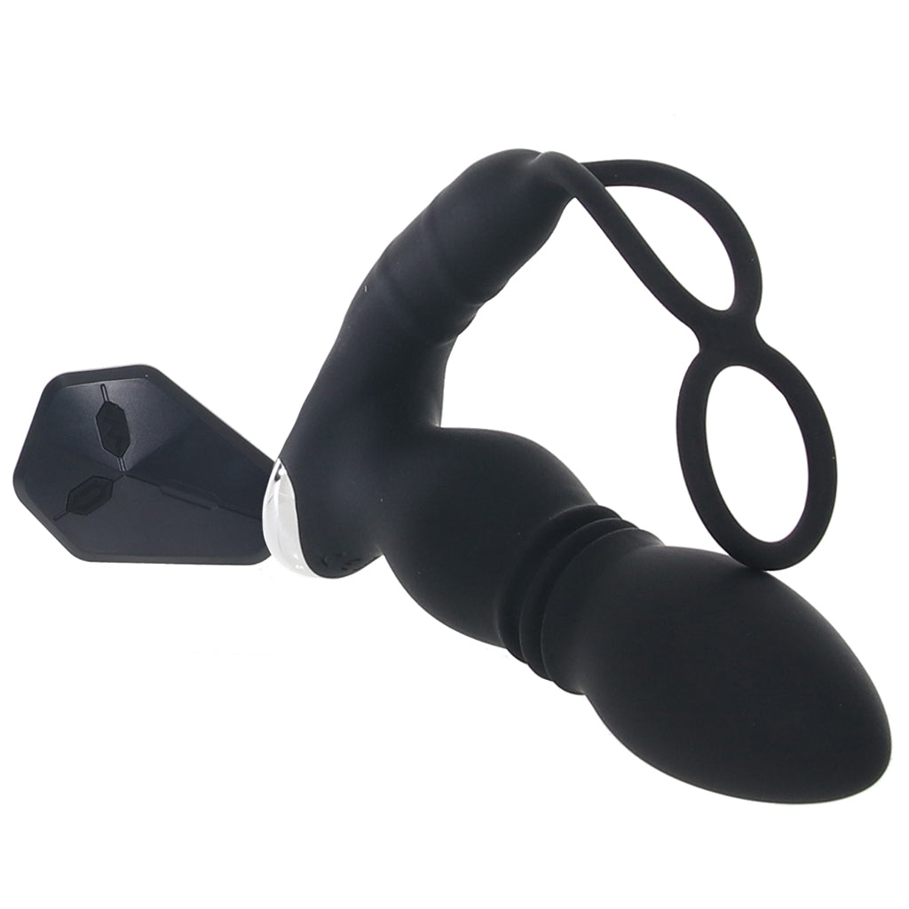 Nasstoys Ass-Sation Thrusting Power Plug with Dual Ring in Black - Vibrators - HoneyHugs Canada (View 3)