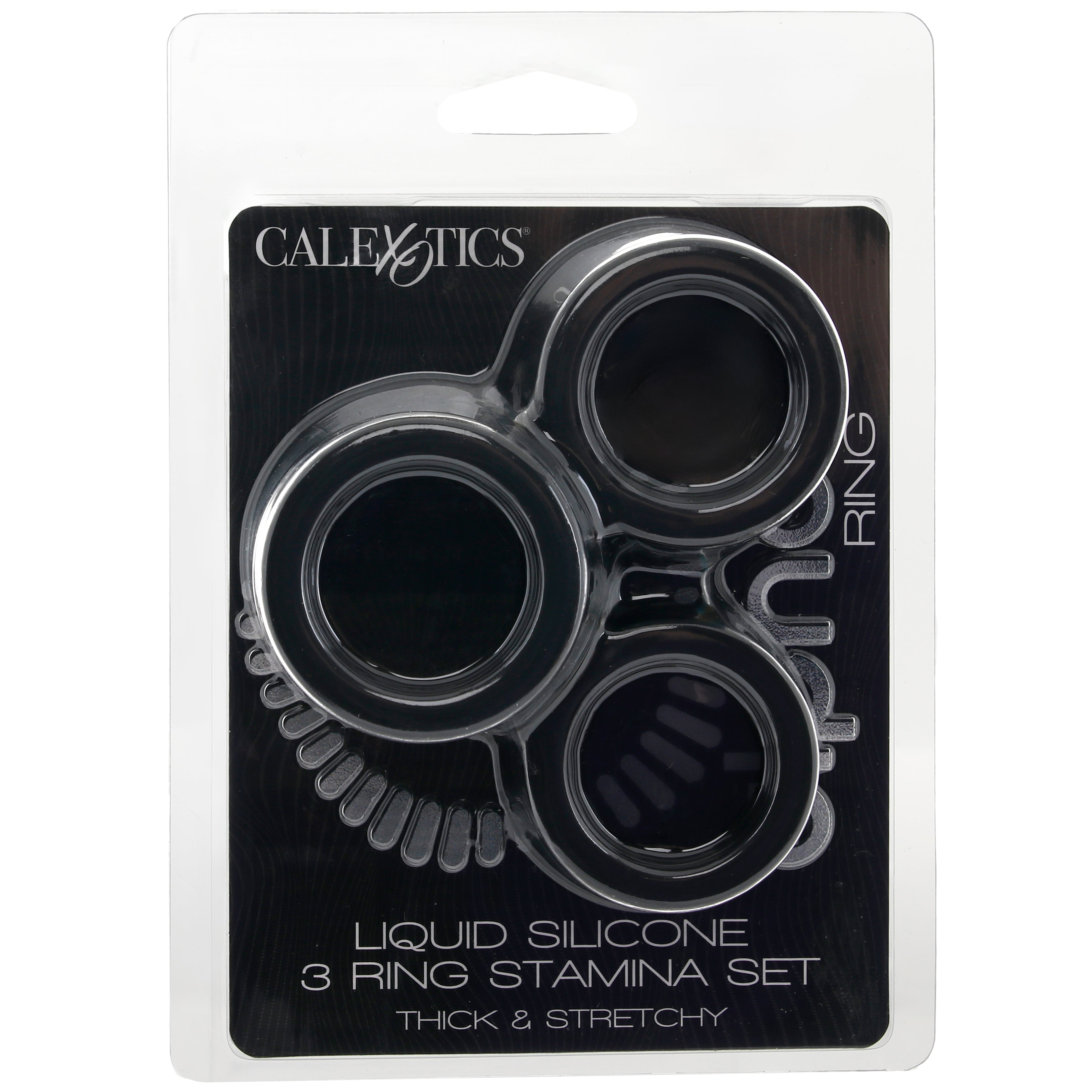 Alpha Liquid Silicone Stamina 3 Piece Cock Ring Set