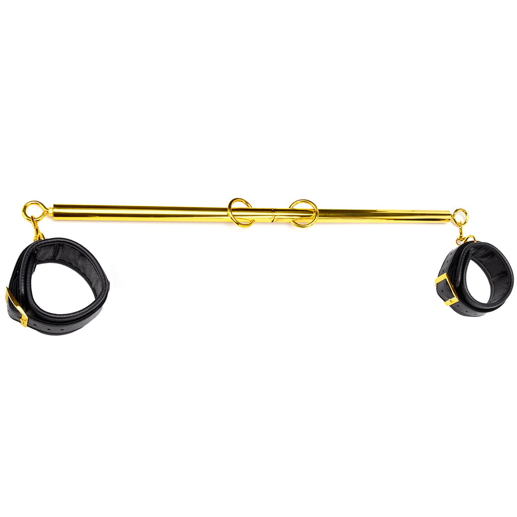 Gilded Control: Lux Fetish Expandable Spreader Bar Set in Gold