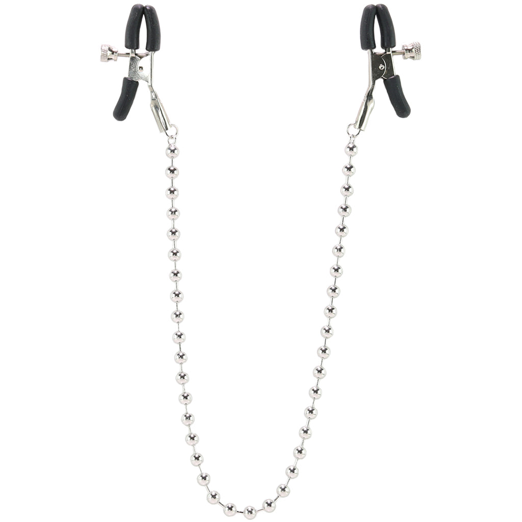 CalExotics Silver Beaded Nipple Clamps - Adjustable Luxury Nipple Play