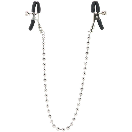 CalExotics Silver Beaded Nipple Clamps - Adjustable Luxury Nipple Play