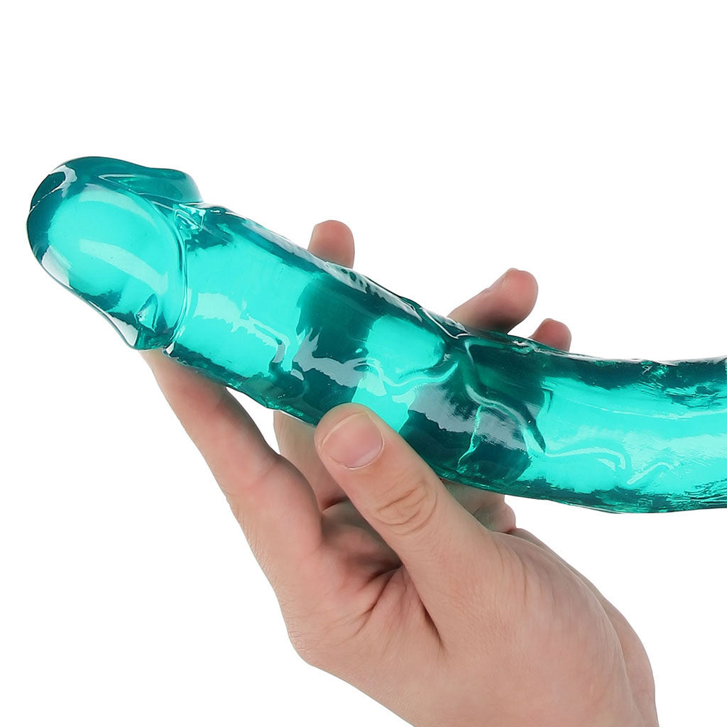 RealRock Crystal Jelly 18 Inch Double Dildo in Turquoise