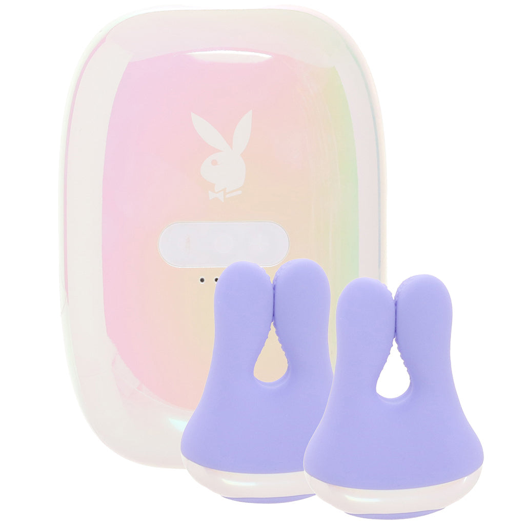 Playboy In A Pinch: Elite Vibrating Nipple Clamps & Recharge Case for Exquisite Sensation