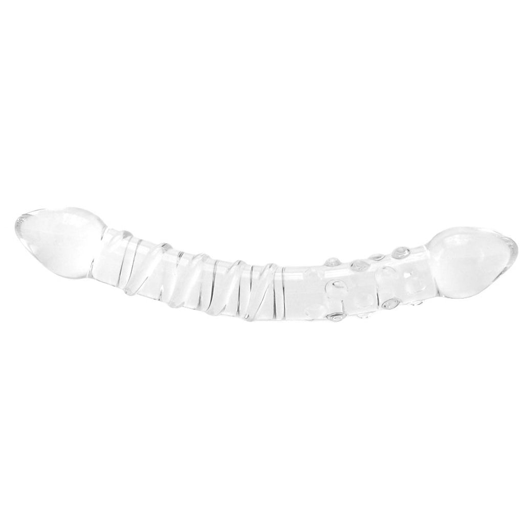 gläs Double Trouble Ridged Glass Dildo