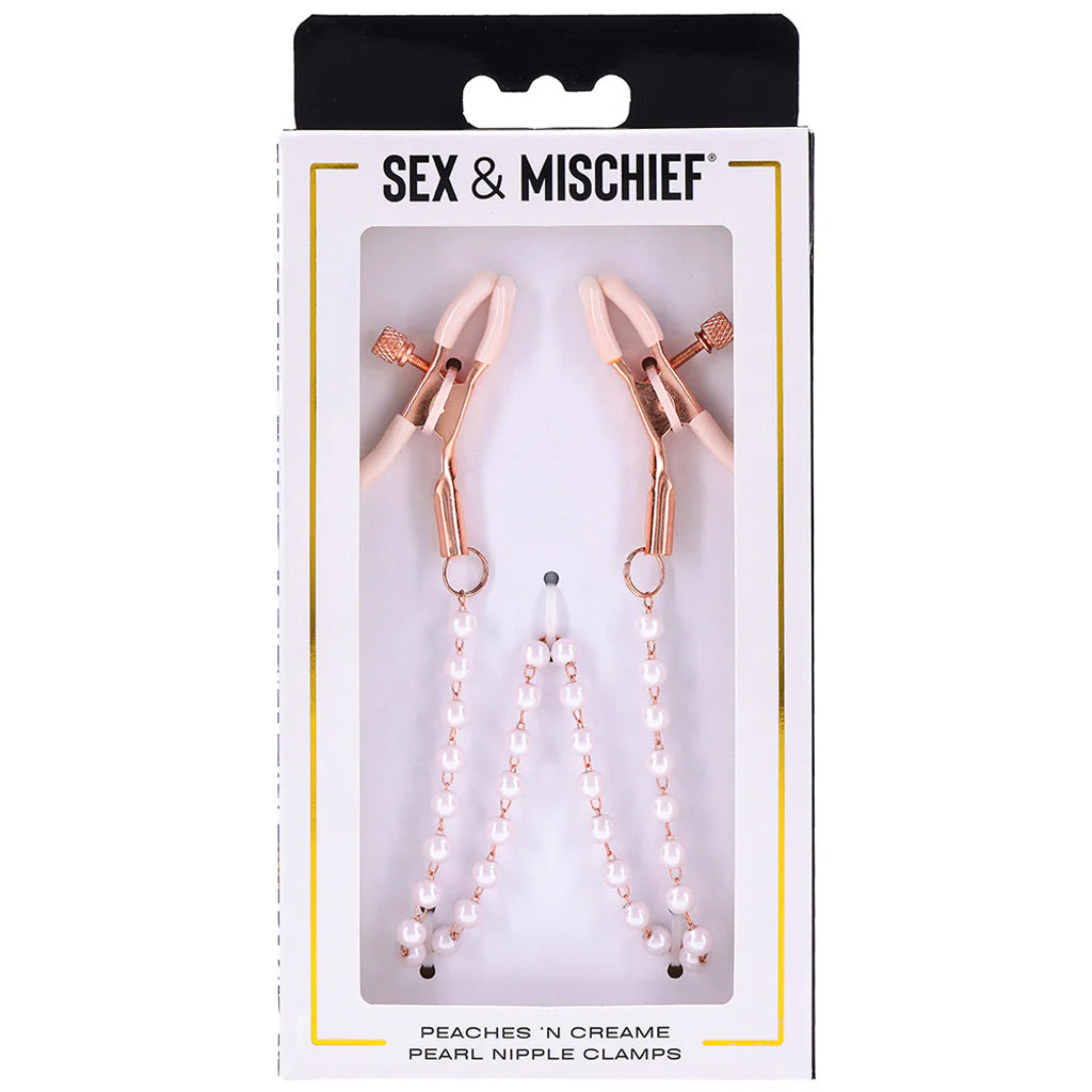 Peaches 'n CreaMe Pearl Nipple Clamps | Rose Gold & Bust-Skimming Luxury