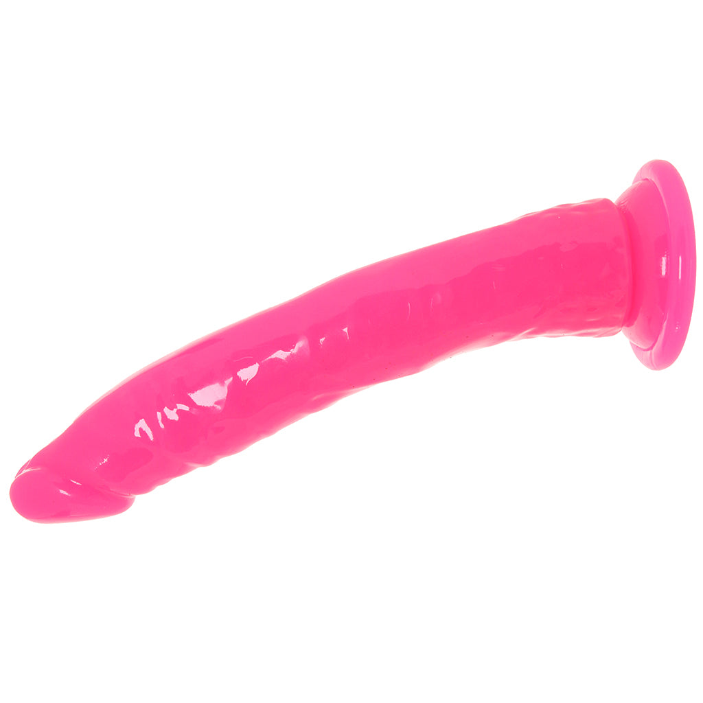 RealRock 9 Inch Glow-in-the-Dark Slim Dildo in Pink