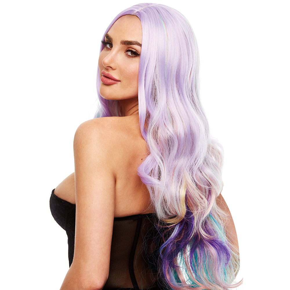 Ella Curled Wig in Pastel Rainbow
