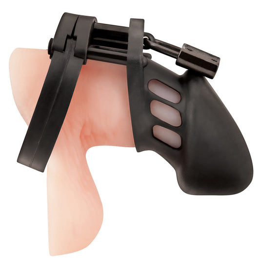 Blue Line Silicone Chastity Cage – Master Your Desires with Unrivaled Black Silicone