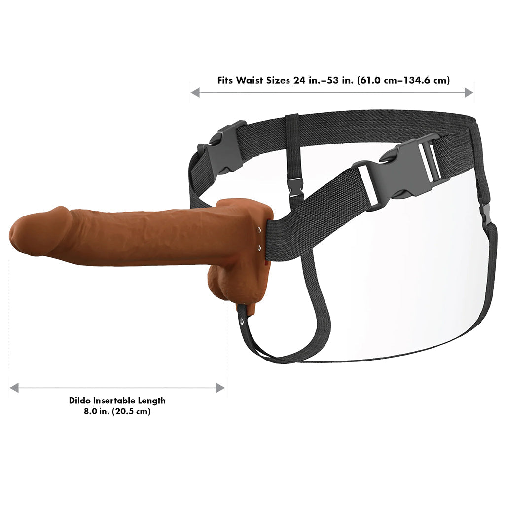 Fantasy X-tensions 8 Inch Hollow Strap-On Vibe in Brown